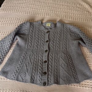 Cable-Knit Button-Front Cardigan Sweater - Gray Ireland  100% wool